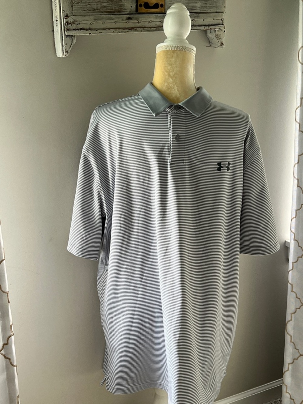 Under Armour Light Gray Thin-Striped Men’s Polo